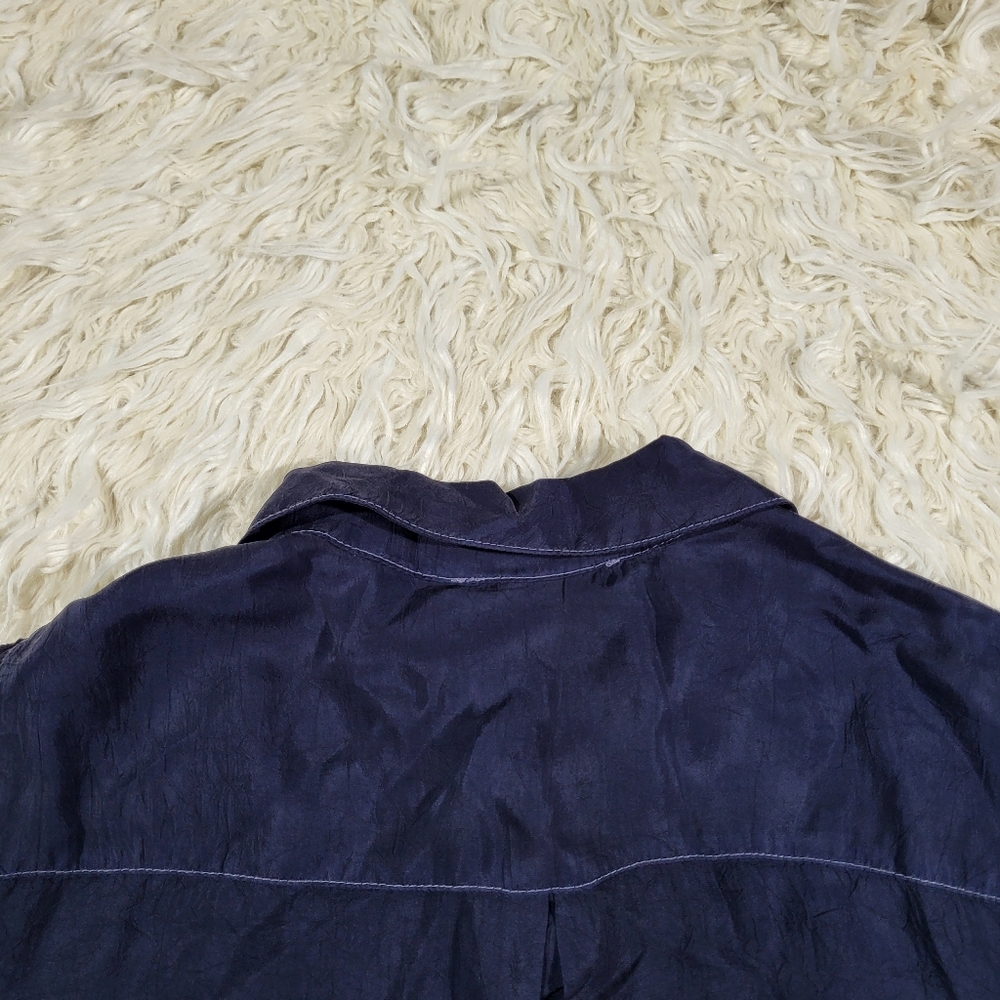 Maven West Navy Blouse Short Sleeve Rib Cuff Med - Picture 15 of 15